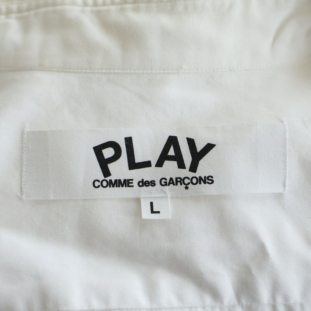 PLAY COMME des GARCONS(プレイコムデギャルソン) ハートロゴ刺繍 コットン 長袖シャツ ホワイト AZ-B004 AD2016/8