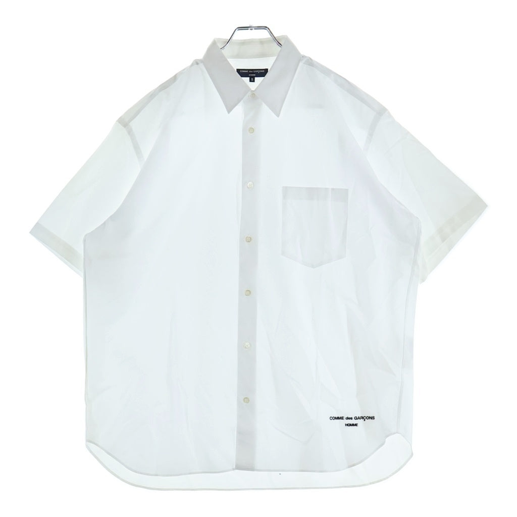 COMME des GARCONS HOMME(コムデギャルソンオム) 24SS 裾ロゴ刺繍 コットンブロード オーバーサイズ 半袖シャツ ホワイト HM-B103 AD2023