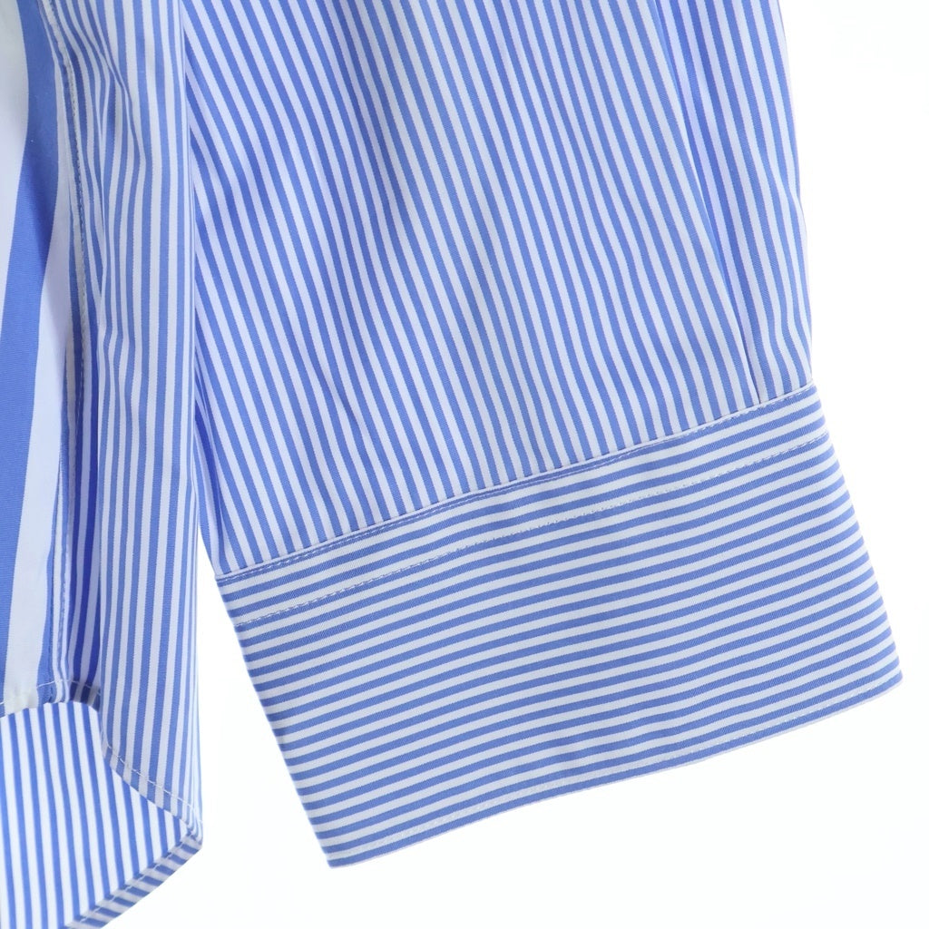 COMME des GARCONS SHIRT(コムデギャルソンシャツ) ストライプ パッチワーク 再構築 長袖シャツ ホワイト/ブルー W27070