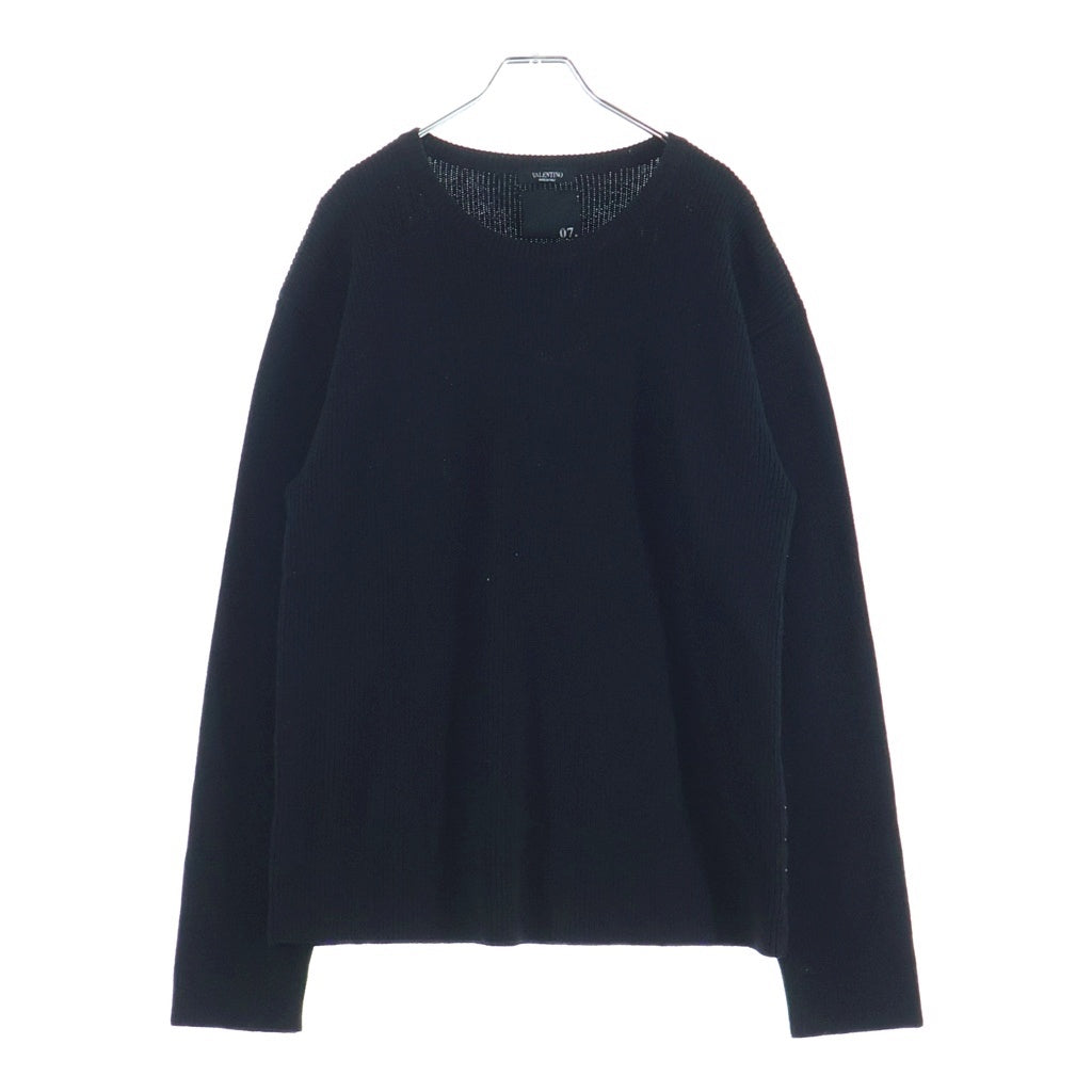 VALENTINO(ヴァレンティノ) サイドロックスタッズ クルーネック ウール ニット セーター ブラック