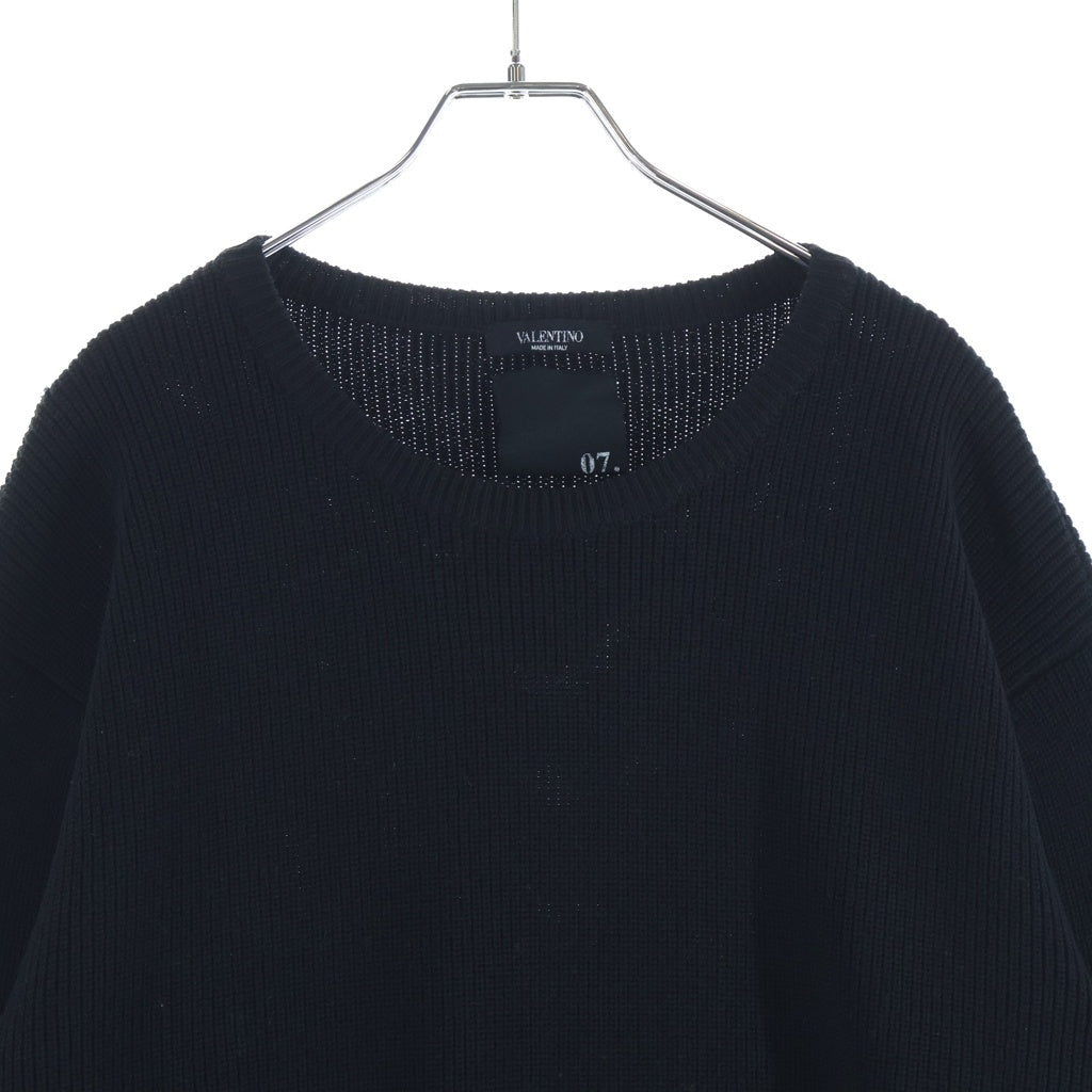 VALENTINO(ヴァレンティノ) サイドロックスタッズ クルーネック ウール ニット セーター ブラック