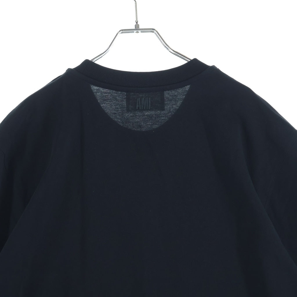 AMI Alexandre Mattiussi(アミアレクサンドルマテュッシ) AMI de Coeur ハートロゴ刺繍 クルーネック 半袖Tシャツ カットソー ブラック UTS004.726