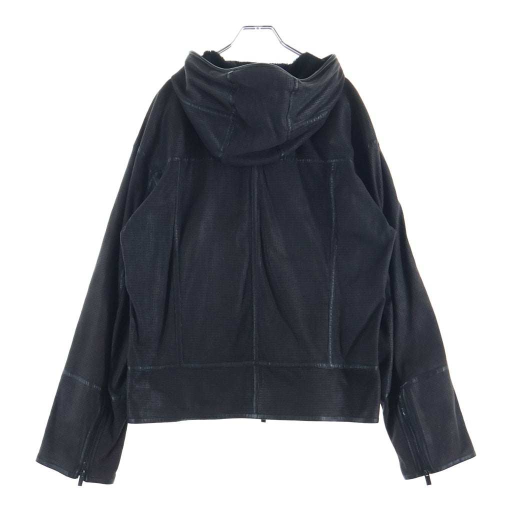 HERMES(エルメス) 裏地ミンクファー レザー ダブルジップ パーカー ジャケット ブラウン