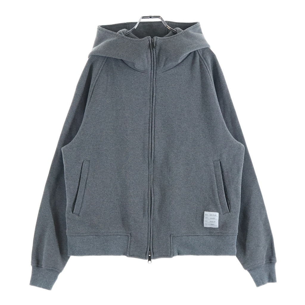 wjk(ダブルジェイケイ) TIGHT HEAVY WAFFLE HOODIE タイトヘビー ワッフル フーディー ジップアップ パーカー グレー WR25S-18