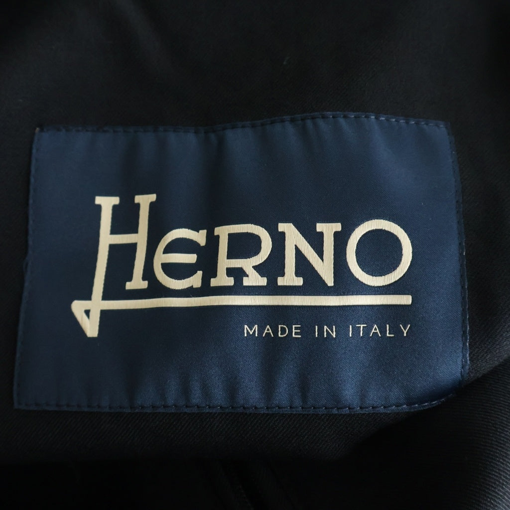 HERNO(ヘルノ) フライフロント ウール ステンカラー ロングコート ブラック IM000378U-33462