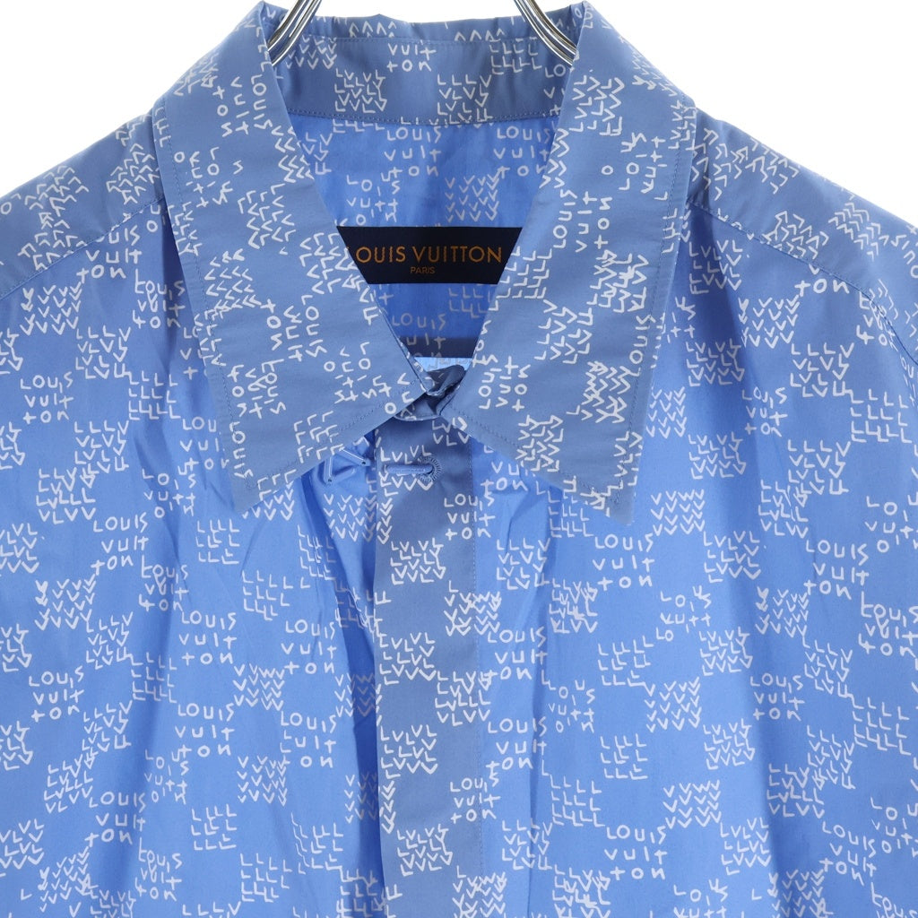 LOUIS VUITTON(ルイヴィトン) 22AW ダミエスプレッド フックディテール コットン 半袖シャツ ブルー RM222M NF4 HNS20W
