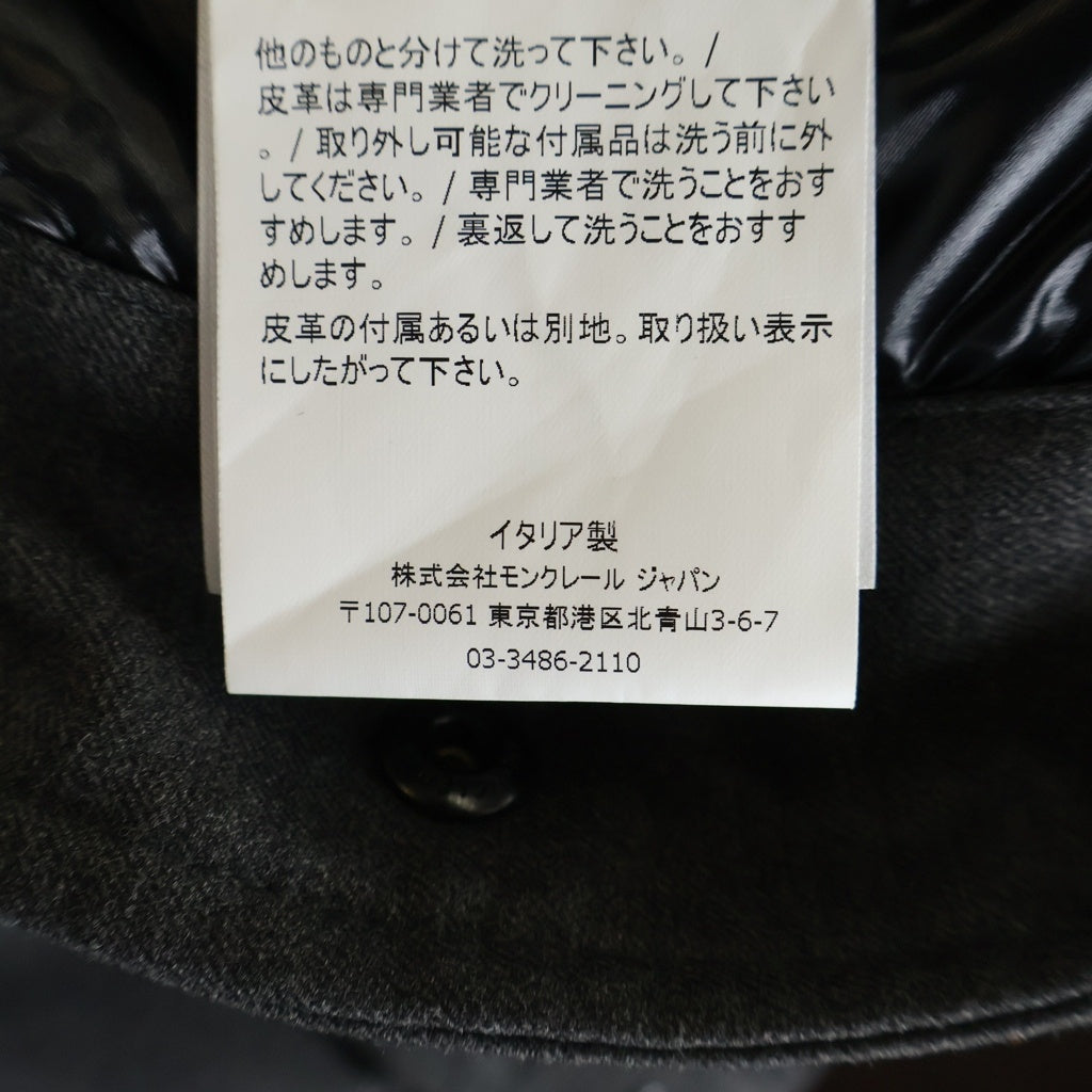 MONCLER(モンクレール) ×FRAGMENT DESIGN SVEN フラグメント ワッペンロゴ 袖レザー切替 ダウンジャケット ブルゾン グレー/ホワイト D209U4031485 549X7