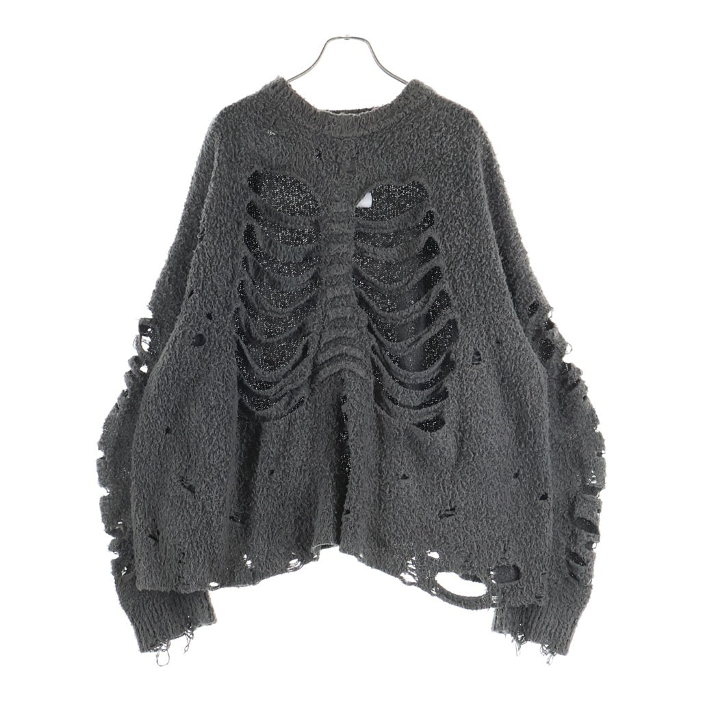 doublet(ダブレット) 25AW RIBCAGE KNIT PULLOVER ボーンデザイン リブゲージ ニットプルオーバー セーター グレー 25AW61KN192
