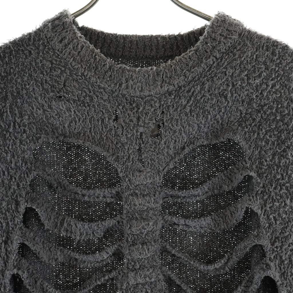 doublet(ダブレット) 25AW RIBCAGE KNIT PULLOVER ボーンデザイン リブゲージ ニットプルオーバー セーター グレー 25AW61KN192