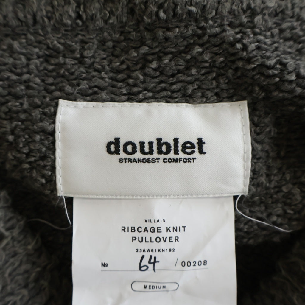 doublet(ダブレット) 25AW RIBCAGE KNIT PULLOVER ボーンデザイン リブゲージ ニットプルオーバー セーター グレー 25AW61KN192