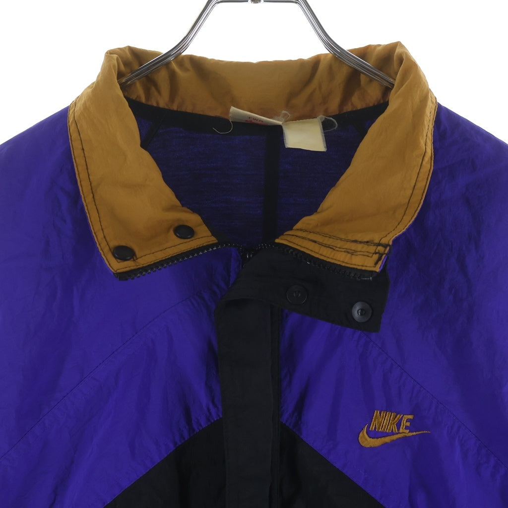 NIKE(ナイキ) 90S VINTAGE ヴィンテージ 銀タグ ロゴ刺繍 ナイロン トラックジャケット ブルー/ブラック