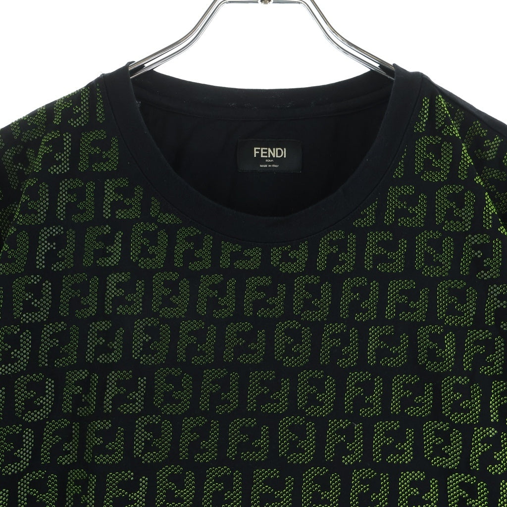 FENDI(フェンディ) ズッカ総柄 オーバーサイズ半袖Tシャツ ブラック/グリーン FY0936 A870