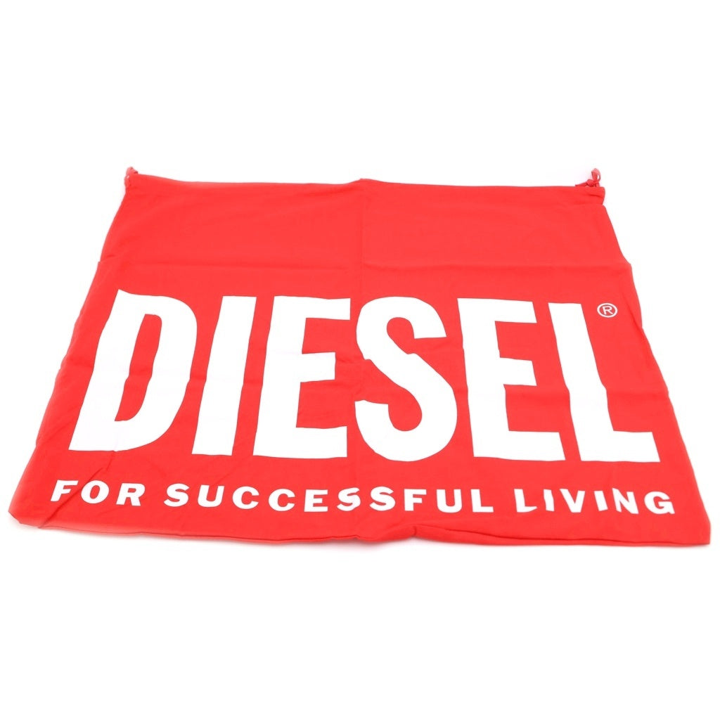 DIESEL(ディーゼル) CHARM-D SHOULDER L ラインストーンロゴチャーム キルティング デニムショルダーバッグ ブラック レディース
