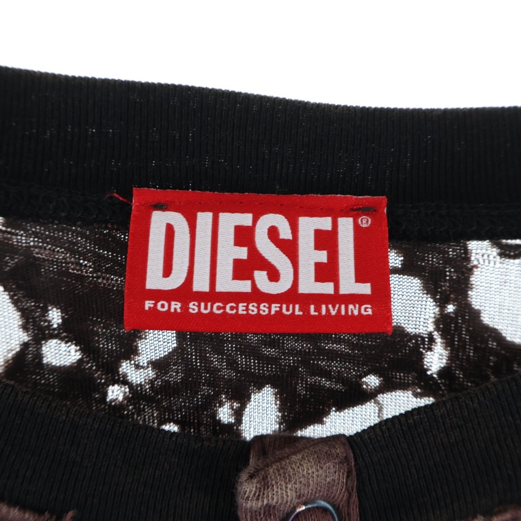 DIESEL(ディーゼル) T-OVERT デストロイド ジャージー ロングスリーブ長袖Tシャツカットソー ブラウン A19516