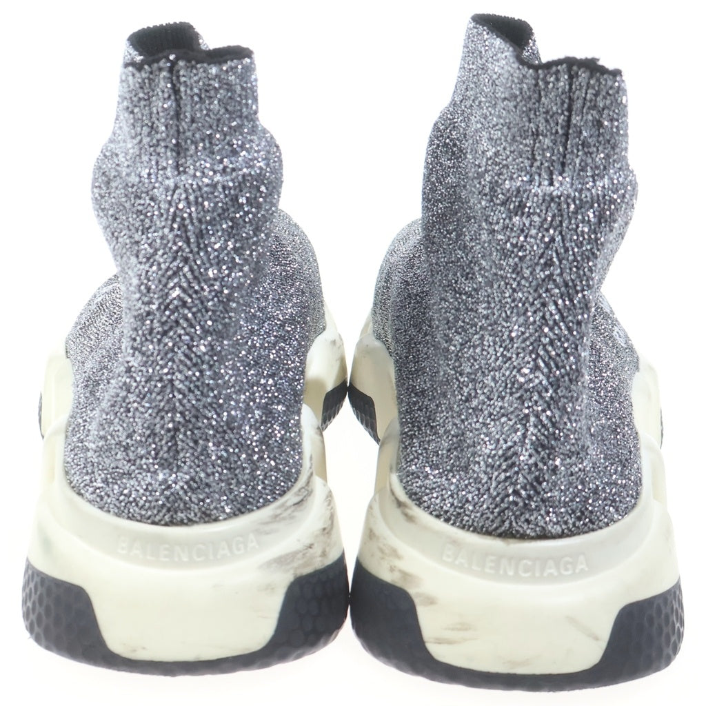 BALENCIAGA(バレンシアガ) SPEED TRAINER スピードトレーナー グリッター ソックスハイカットスニーカー シルバー レディース