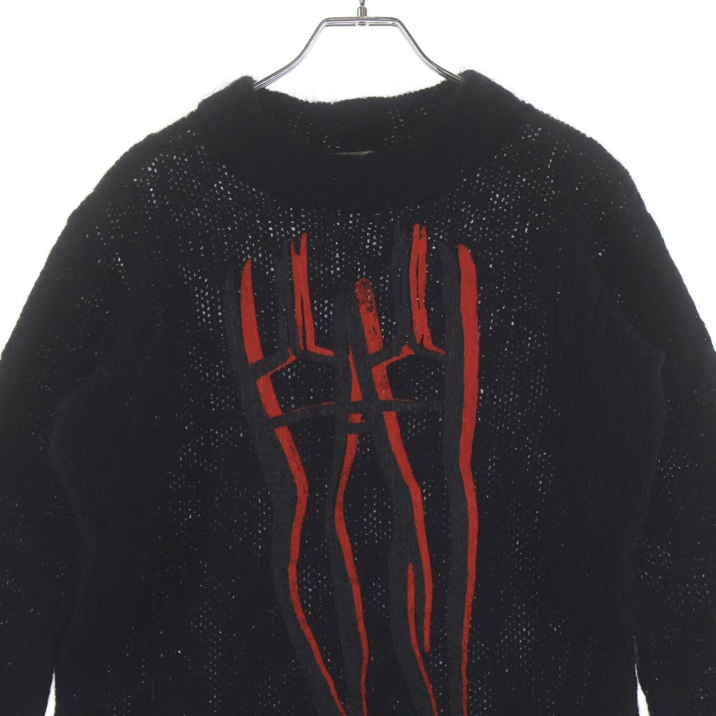 COMME des GARCONS(コムデギャルソン) フロントプリント モヘアニット セーター ブラック GT-040520 AD2000