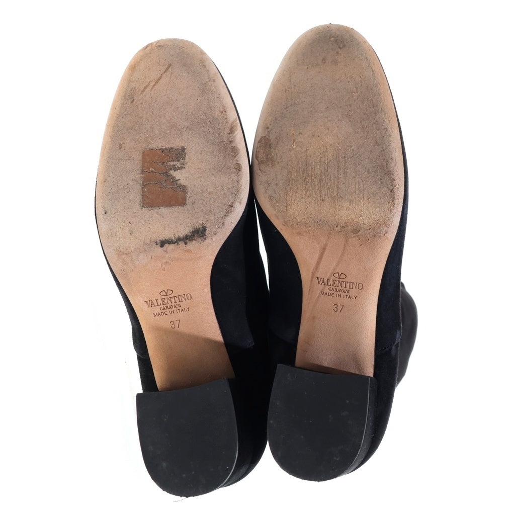RED VALENTINO(レッド ヴァレンティノ) スエード レザー ニーハイ ヒール ブーツ ブラック レディース