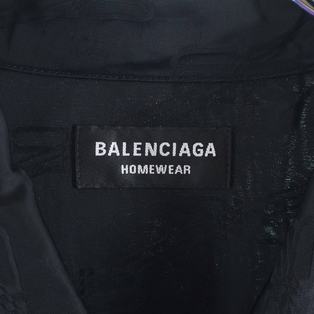 BALENCIAGA(バレンシアガ) ロゴ総柄 シルク 長袖シャツ ブラック 681813 レディース