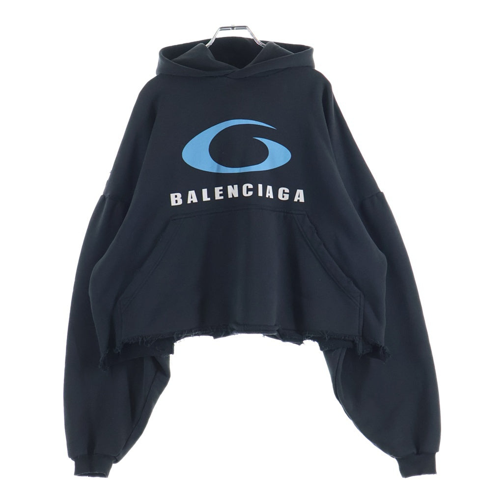 BALENCIAGA(バレンシアガ) 24SS UNITY SPORTS ICON ダメージ クロップド スウェットプルオーバー パーカー ブラック 783397