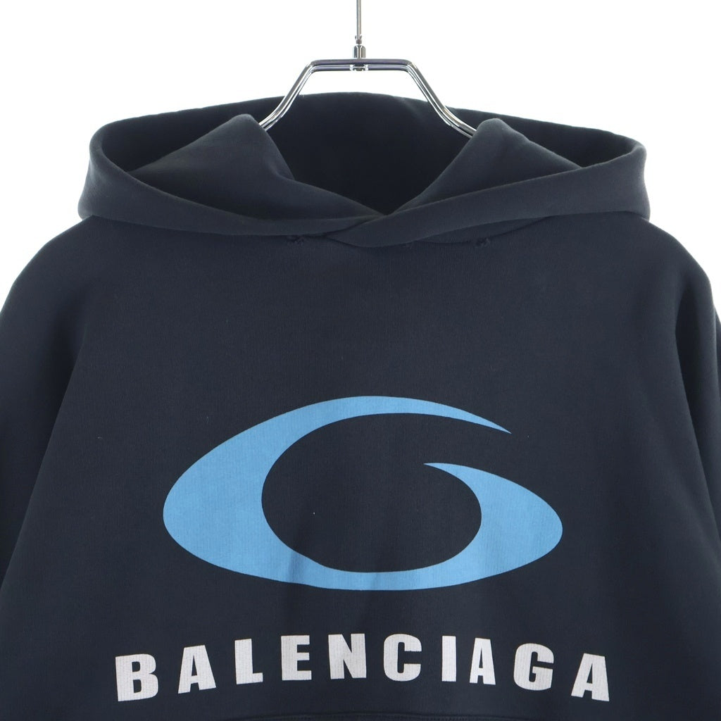 BALENCIAGA(バレンシアガ) 24SS UNITY SPORTS ICON ダメージ クロップド スウェットプルオーバー パーカー ブラック 783397