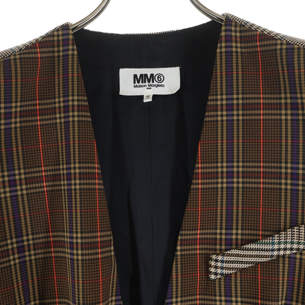 MM6 Maison Margiela(エムエムシックスメゾンマルジェラ) グレンチェック ジャンパースカート ノースリーブワンピース ベスト ブラウン S52CT0410 STN879 レディース