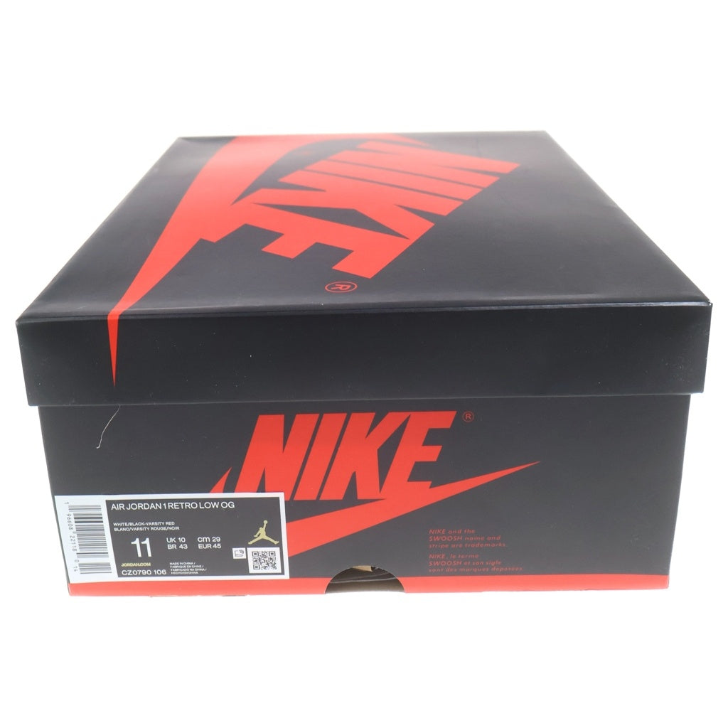 NIKE(ナイキ) AIR JORDAN1 RETRO LOW OG BLACK TOE CZ0790-106 エアジョーダン1 レトロ ブラック トゥ ローカットスニーカー レッド/ホワイト US11/29cm