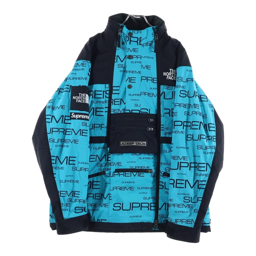 SUPREME(シュプリーム) 21AW ×THE NORTH FACE Steep Tech Apogee Jacket ロゴプリント ジップアップマウンテンジャケット ブラック/ブルー NP52102I