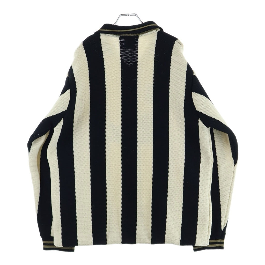 F.C.R.B./F.C.Real Bristol/FCRB(エフシーアールビー/エフシーレアルブリストル) 25AW STRIPE KNIT SHIRT ストライプ ニットシャツ ブラック/ベージュ FCRB-252086