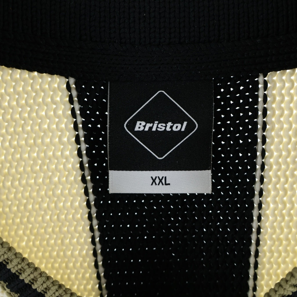 F.C.R.B./F.C.Real Bristol/FCRB(エフシーアールビー/エフシーレアルブリストル) 25AW STRIPE KNIT SHIRT ストライプ ニットシャツ ブラック/ベージュ FCRB-252086