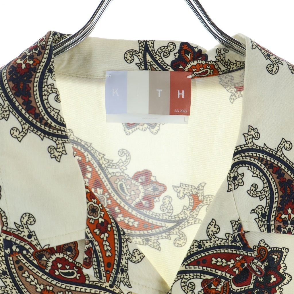 KITH(キス) 22SS Printed Long-Sleeve Thompson Camp Collar Shirt プリンテッド ロングスリーブ ペイズリー 長袖シャツ アイボリー KHM030565