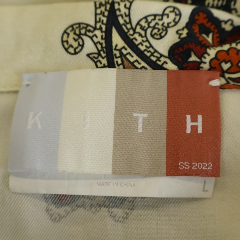 KITH(キス) 22SS Printed Long-Sleeve Thompson Camp Collar Shirt プリンテッド ロングスリーブ ペイズリー 長袖シャツ アイボリー KHM030565