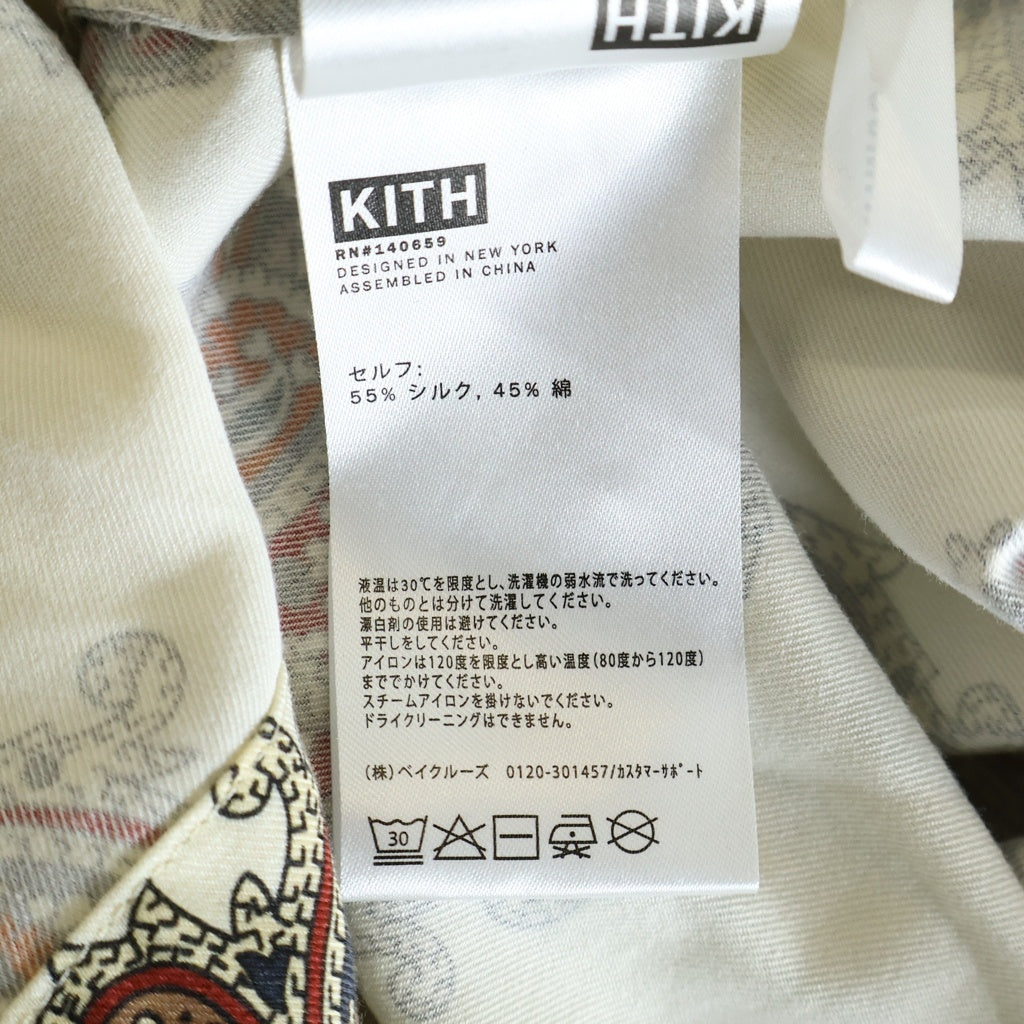 KITH(キス) 22SS Printed Long-Sleeve Thompson Camp Collar Shirt プリンテッド ロングスリーブ ペイズリー 長袖シャツ アイボリー KHM030565