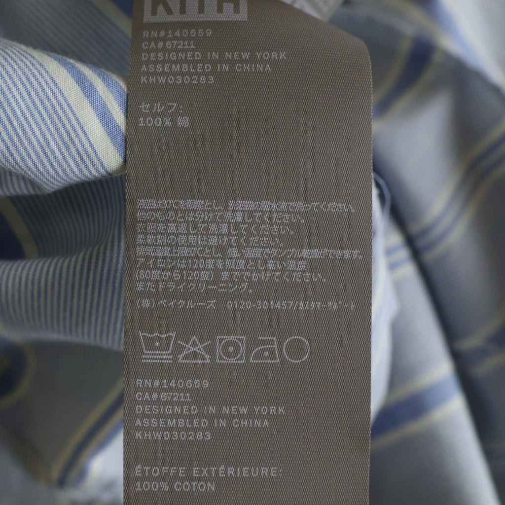 KITH(キス) ロゴストライプ コットン 長袖シャツ ライトブルー