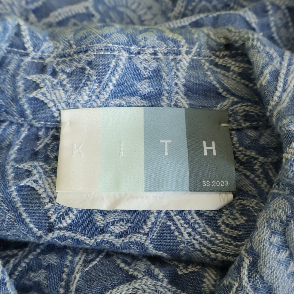 KITH(キス) 23SS ペイズリージャガード コットン長袖シャツ ブルー KHM030431