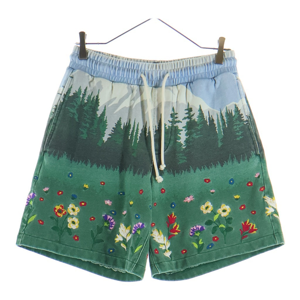 KITH(キス) Scenic Fleece Curtis Short フラワージャガート スウェット ショーツ ハーフパンツ ライトブルー/グリーン KHM060448