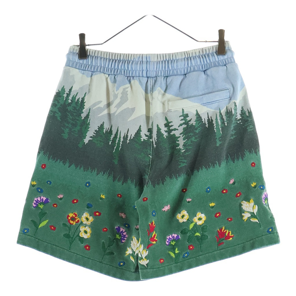 KITH(キス) Scenic Fleece Curtis Short フラワージャガート スウェット ショーツ ハーフパンツ ライトブルー/グリーン KHM060448