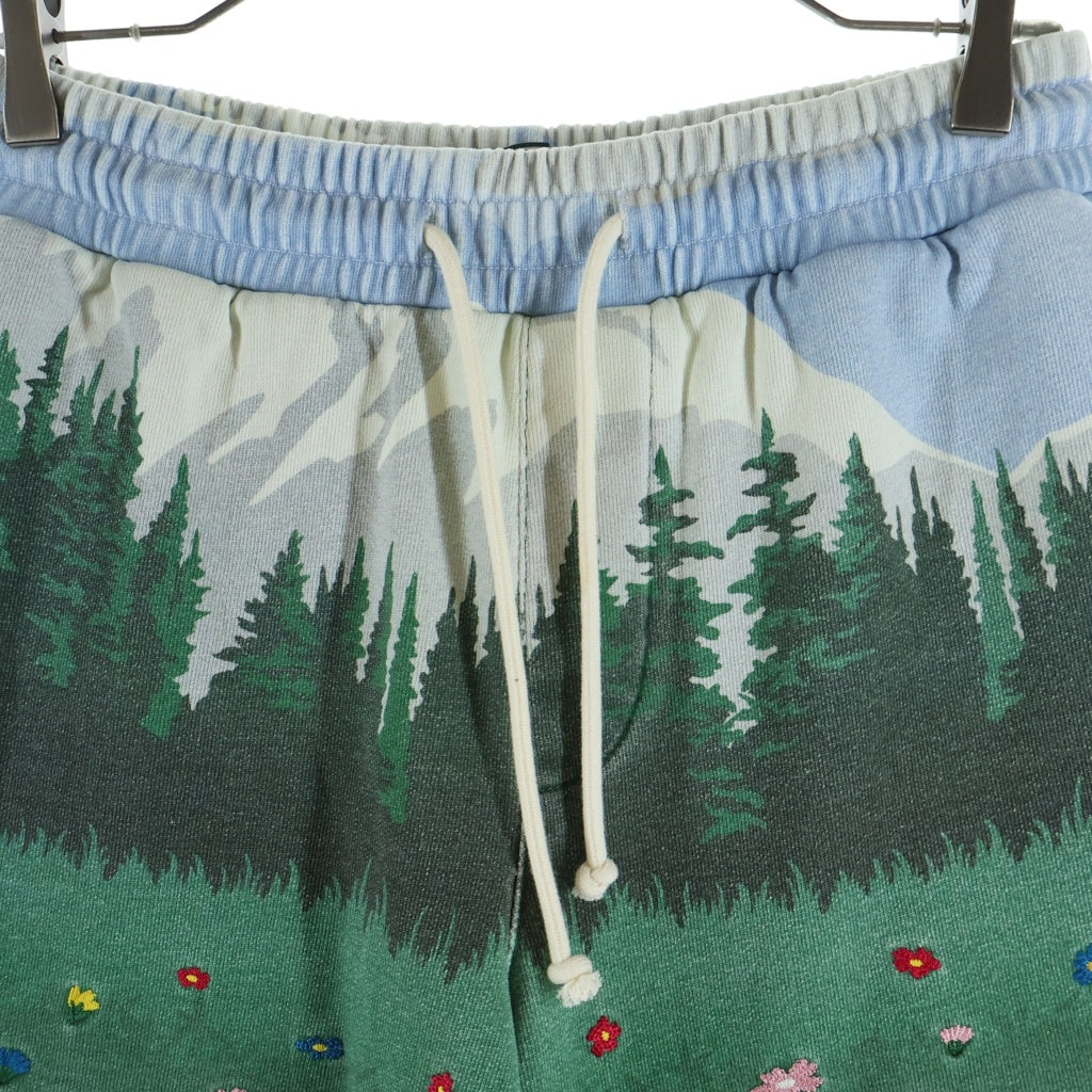 KITH(キス) Scenic Fleece Curtis Short フラワージャガート スウェット ショーツ ハーフパンツ ライトブルー/グリーン KHM060448