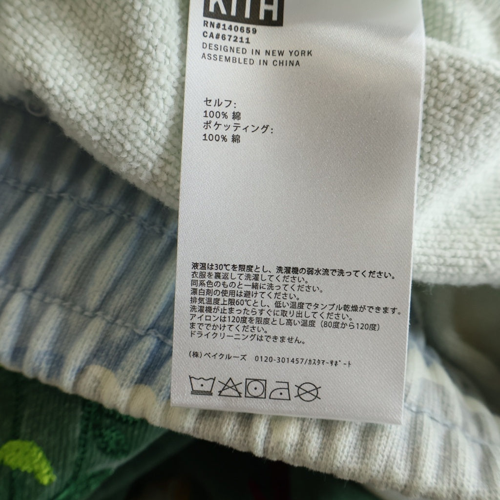 KITH(キス) Scenic Fleece Curtis Short フラワージャガート スウェット ショーツ ハーフパンツ ライトブルー/グリーン KHM060448