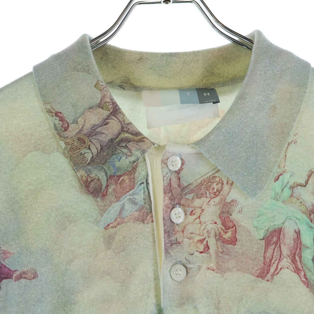KITH(キス) 23SS エンジェルプリントポロ長袖カットソー アイボリー KHM030918