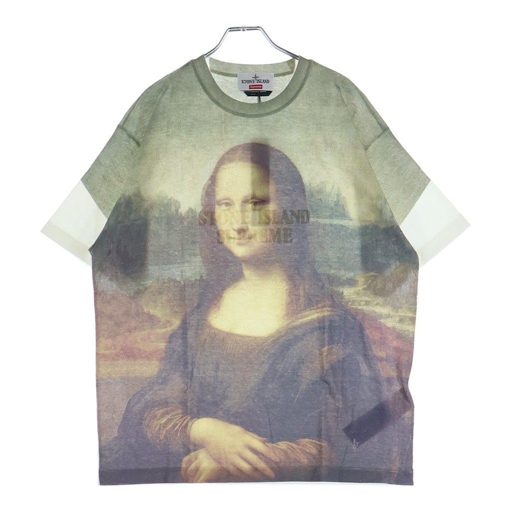 SUPREME(シュプリーム) 22SS ×STONE ILAND Mona Lisa ストーンアイランド モナリザ プリント 半袖Tシャツカットソー ホワイト/カーキ 7625201S7