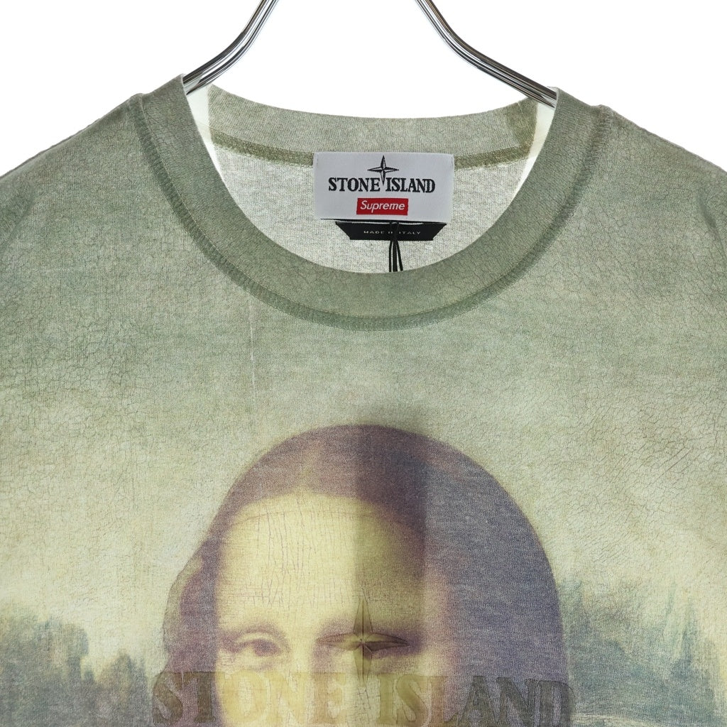 SUPREME(シュプリーム) 22SS ×STONE ILAND Mona Lisa ストーンアイランド モナリザ プリント 半袖Tシャツカットソー ホワイト/カーキ 7625201S7