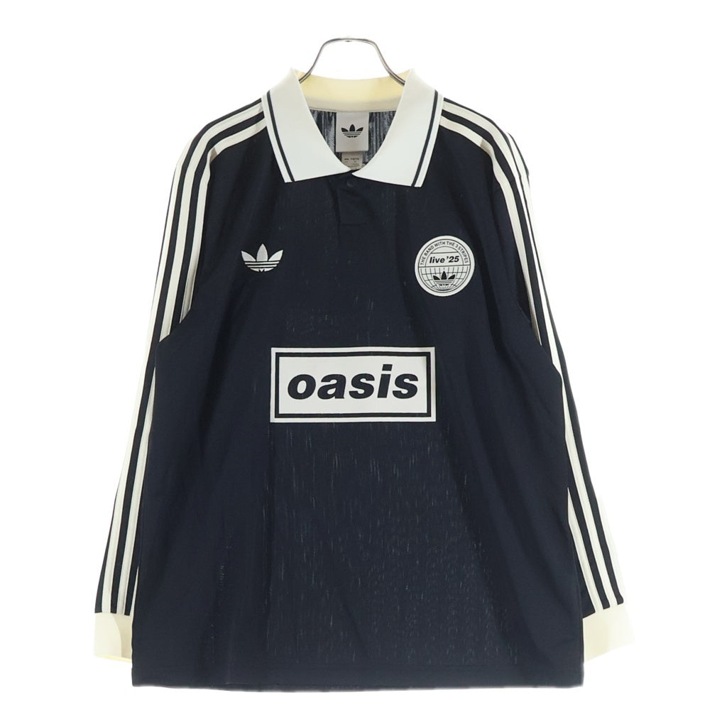 adidas(アディダス) ×oasis オアシス ツアー ジャカード 長袖 ポロシャツ ブラック/ホワイト KY8722