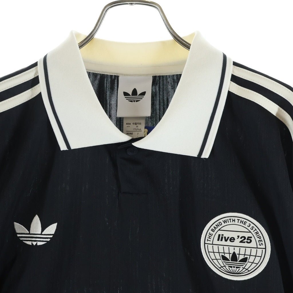 adidas(アディダス) ×oasis オアシス ツアー ジャカード 長袖 ポロシャツ ブラック/ホワイト KY8722