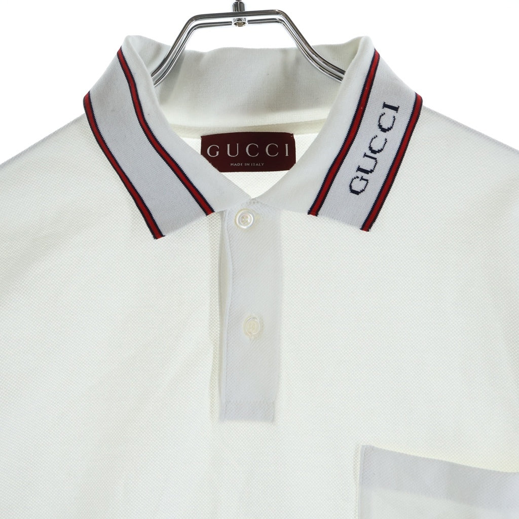 GUCCI(グッチ) Collar Logo S/S Polo カラーロゴ 半袖ポロシャツ ホワイト/レッド 784422 XJGJW