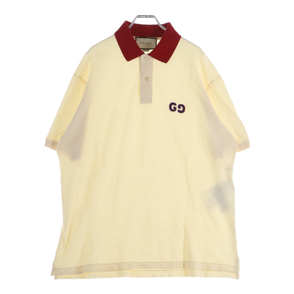 GUCCI(グッチ) GG Embroidery S/S Polo ロゴ刺繍 半袖ポロシャツ アイボリー 574086 XJA6C