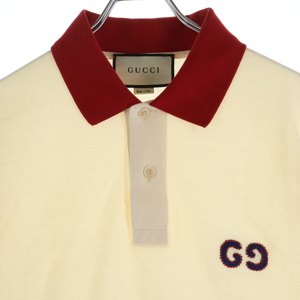 GUCCI(グッチ) GG Embroidery S/S Polo ロゴ刺繍 半袖ポロシャツ アイボリー 574086 XJA6C