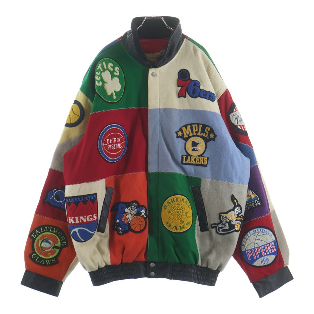 VINTAGE(ヴィンテージ) 90s VINTAGE JEFF HAMILTON ヴィンテージ ジェフハミルトン NBAロゴワッペン総柄 スタジャン マルチ