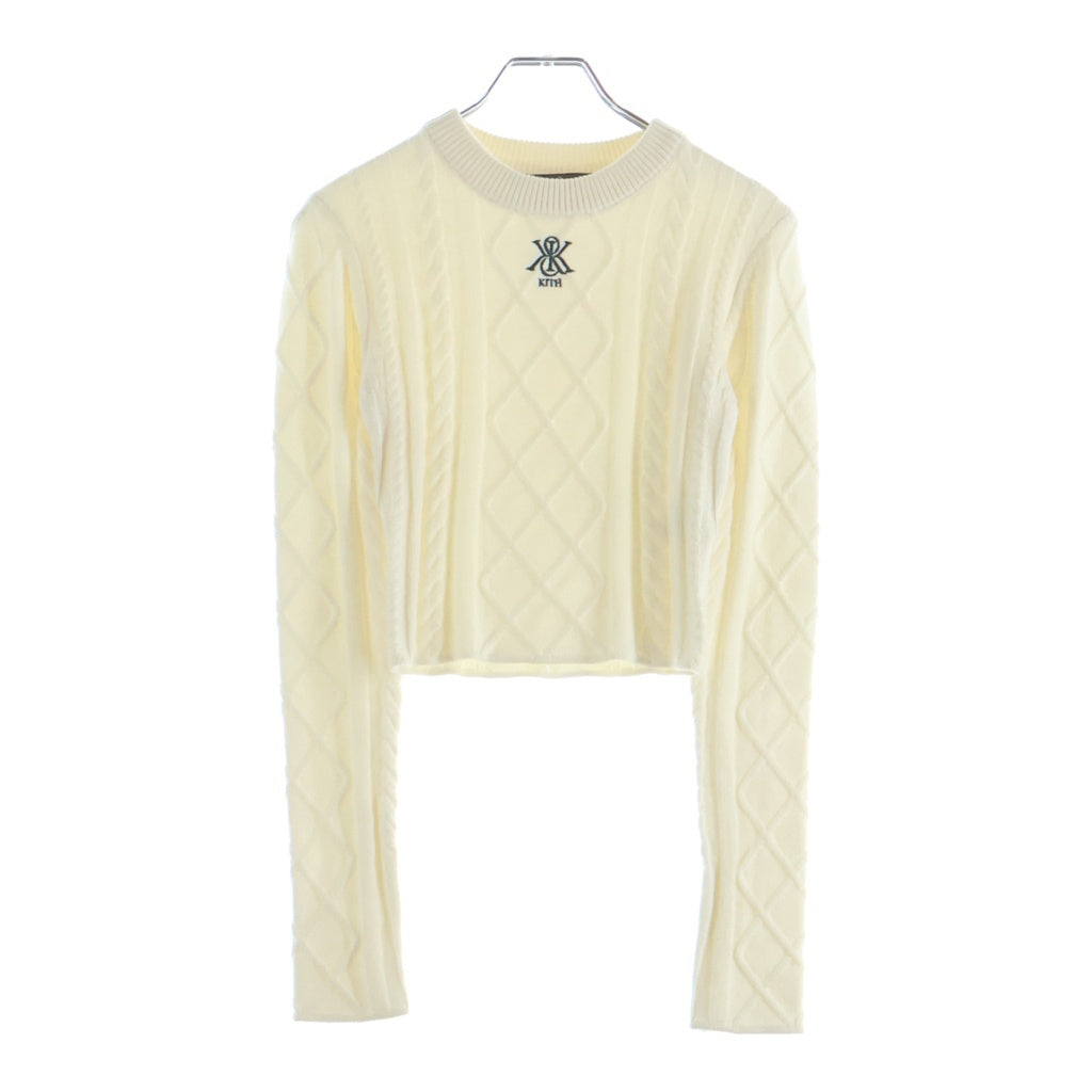 KITH(キス) 24AW Woven Mulberry Cable Knit ウーブン ケーブルニットセーター ホワイト レディース
