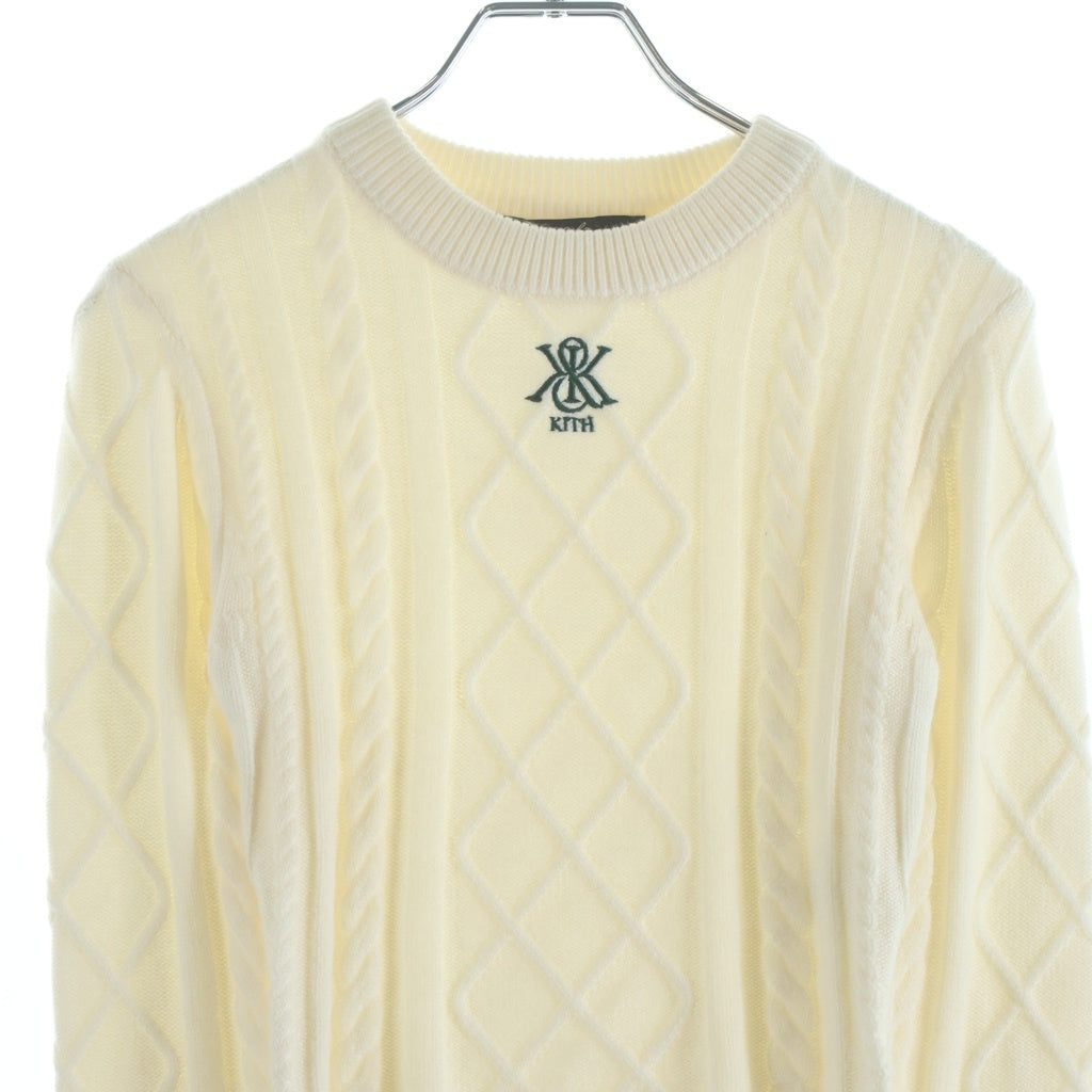 KITH(キス) 24AW Woven Mulberry Cable Knit ウーブン ケーブルニットセーター ホワイト レディース