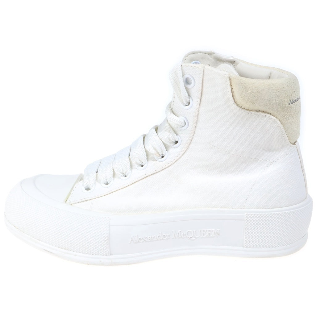 Alexander McQueen(アレキサンダーマックイーン) レースアップ キャンバス ハイカットスニーカー ホワイト レディース 38 1/2 666381